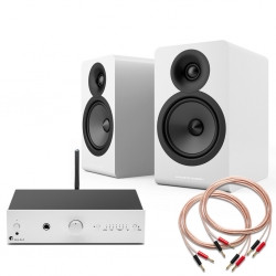 Stereo Box E, Acoustic Energy AE100 mkII - Komplett hifi összeállítás, ezüst-fehér