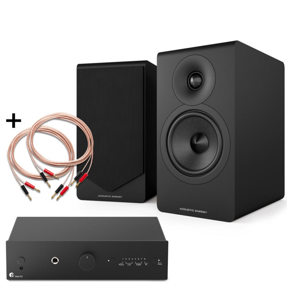 MaiA S3 BT, fekete + Acoustic Energy AE300.2, fekete + Pro-Ject Connect it LS E Flex (2x3 m)