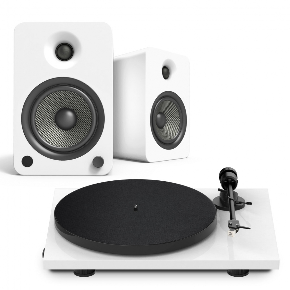 E1 + Kanto YU6 - Mikro hifi Bluetooth, optikai bemenettel és lemezjátszóval, fehér