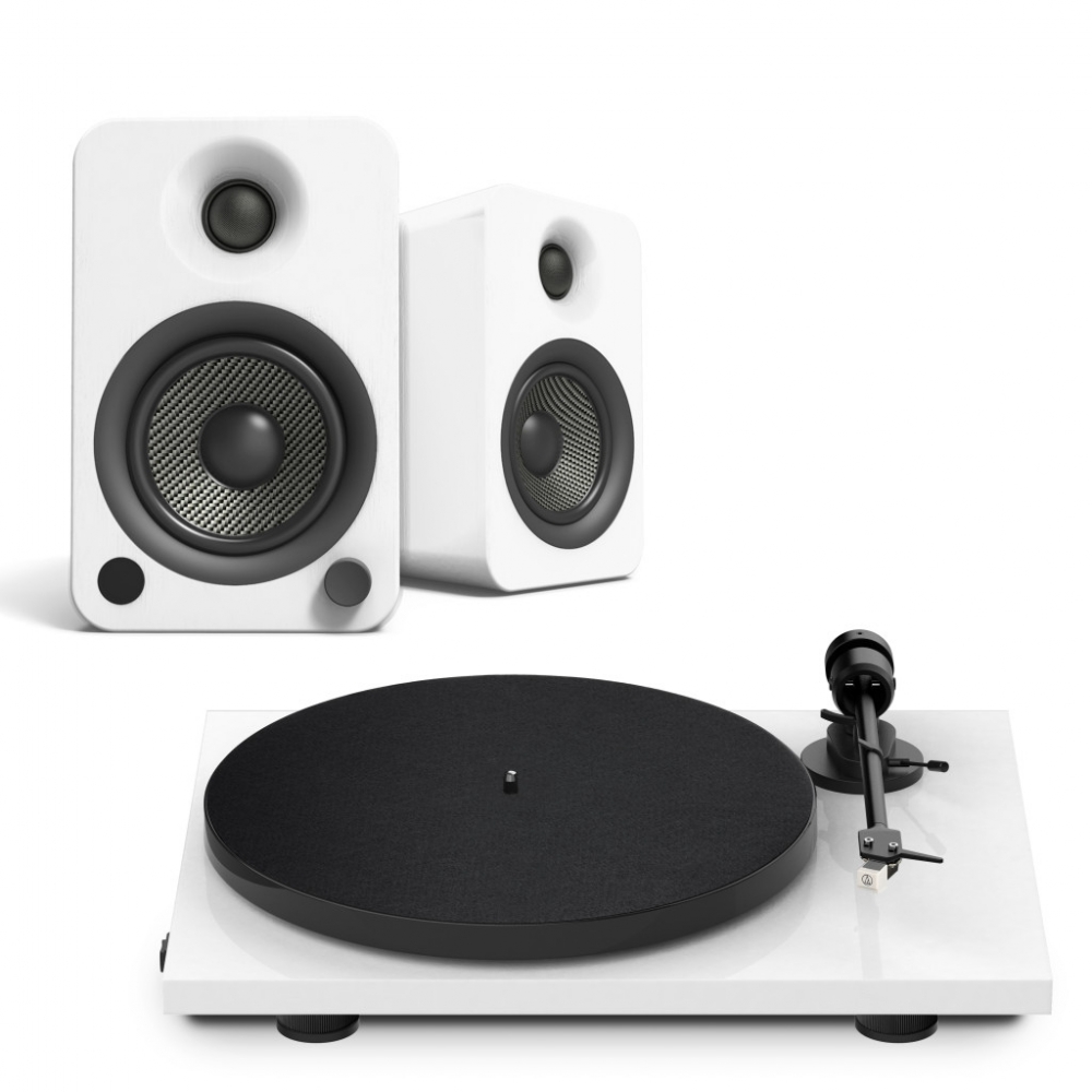E1 + Kanto YU4 - Mikro hifi Bluetooth, optikai bemenettel és lemezjátszóval, fehér