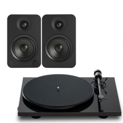 E1.2 + Kanto YU4 - Mikro hifi Bluetooth, optikai bemenettel és lemezjátszóval, fekete, fekete
