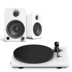 E1.2 + Kanto YU4 - Mikro hifi Bluetooth, optikai bemenettel és lemezjátszóval, fehér, fehér