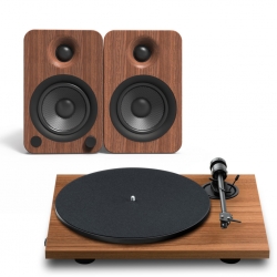 E1.2 + Kanto YU4 - Mikro hifi Bluetooth, optikai bemenettel és lemezjátszóval, dió, dió